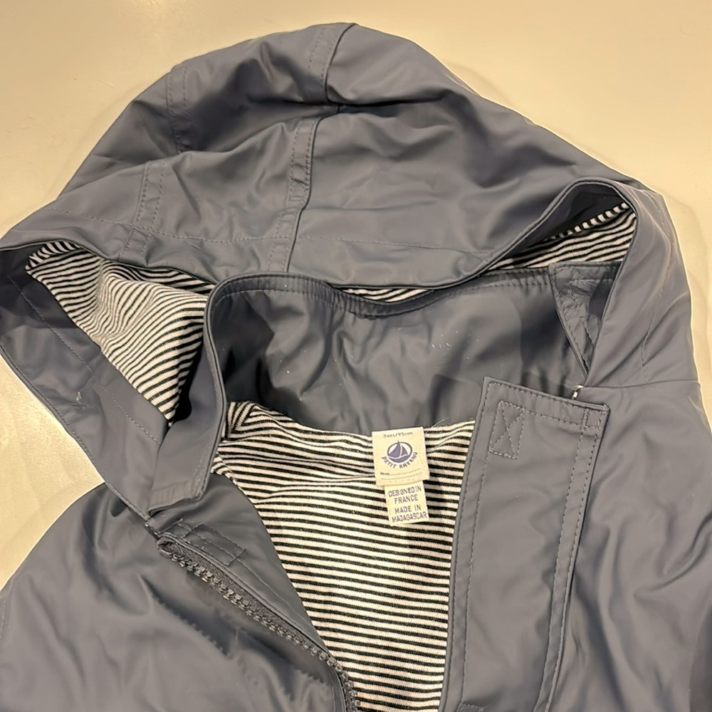 Petit Bateau toddler size 3 rain coat in navy.